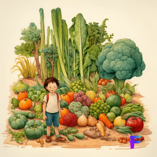 Cover image for "Max and the Talking Vegetables" story